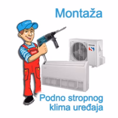 Montaža podno-stropnog klima uređaja na postavljenu instalacuju